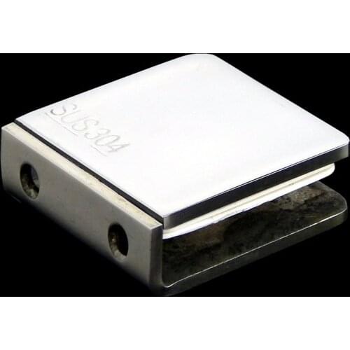 Stainless steel 0-degree Square glass clamp,shower retaining clip,mirror surface,Glass needs holes bathroom accessories