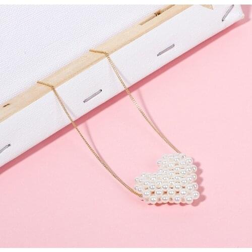 Pearl Choker Necklace Women 2020 NEW Fashion Cute Gold Chain Heart Pearl Pendant Necklace Female Jewelry Wedding Girlfriend Gift