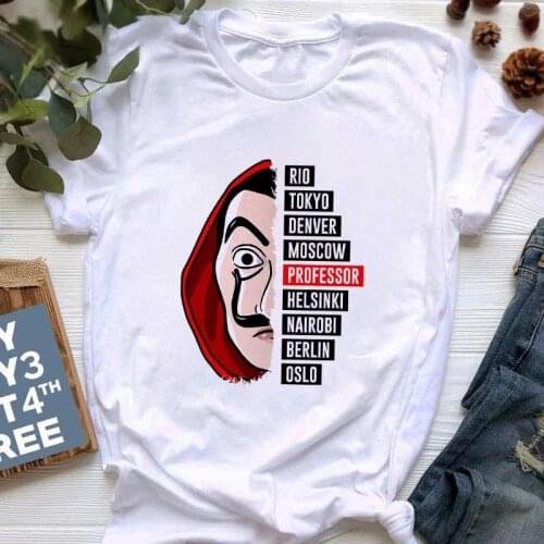 Women Nice Funny Bella Ciao T Shirts Money Heist Tees TV Series Short Sleeve Tshirts Wome House of Paper Fashion T-Shirts