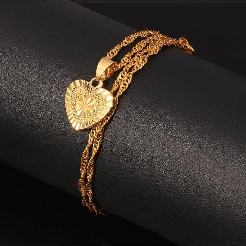 Love Heart Pendant Necklace Women Statement Choker Female Gold Color Wave Chain Romantic Charms Jewelry Wedding Gifts