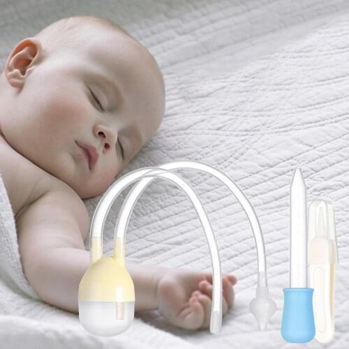 1Set U-shaped Baby Nasal Aspirator Silicone+PP Nose Aspirator Anti-backflow Safety Baby Nose Cleaner Soft Straw Infant Care Suit