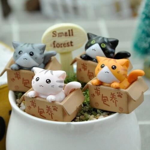 1pcs Mini Cat Ornament Resin Statue Cat Bonsai Succulent Ornaments Garden Decoration Baby DIY Figurines Decoration Toy Gift