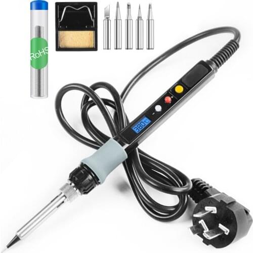 110V/220V 80W/90W Digital Electrical Soldering Iron kit Adjustable Temperature With 5pcs Soldering Tip Solder Welding Tool