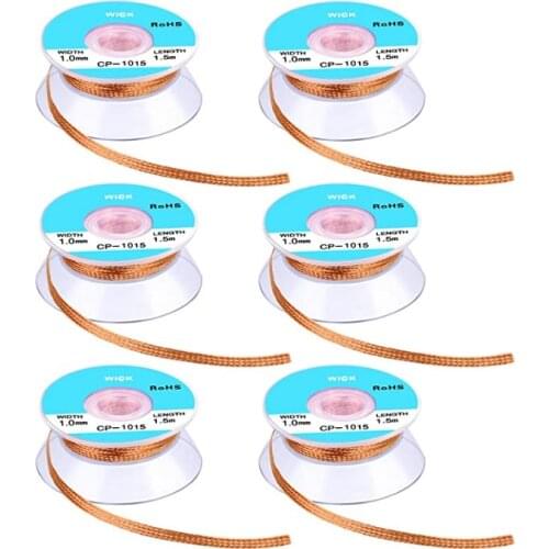 5 pgs 1.5mm 2mm 2.5mm 3m3.5m1.5m deoldering wires braid strip wire lead flow repair tool solder aluminum tin solda estanho yaxun