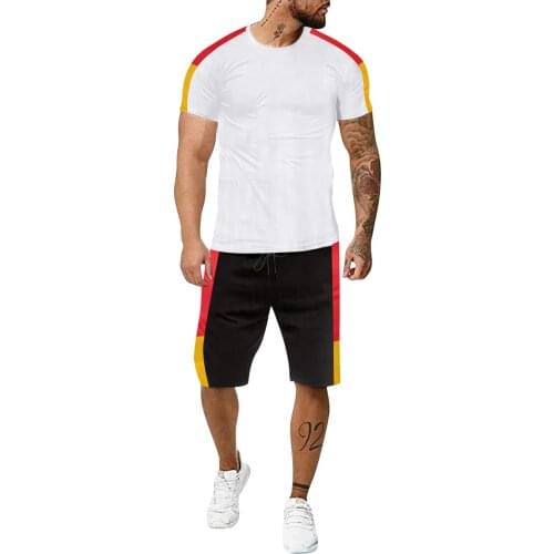 53# Mens Summer Tracksuit Wrinkle Breathable Comfortable Soft Leisure Sports Suit Outdoor Running Gym Outfits Sportswear 2021