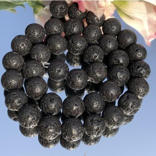 AAA Natural Black Volcanic Lava Stone Round Loose Spacer Rock Beads For Jewelry Making DIY Bracelets Necklace 4/6/8/12MM 15"Inch