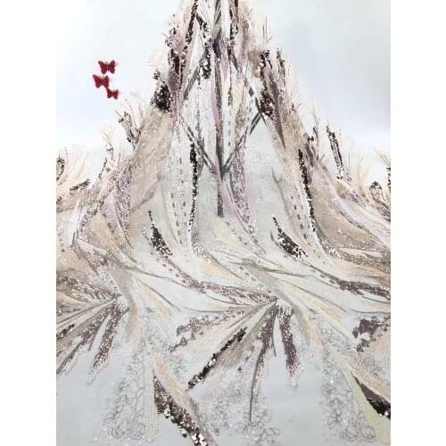 African Sequin Lace Fabric 2021 Embroidery Nigerian Wedding Lace Fabric High Quality French Tulle Lace Fabric Clothes D37601