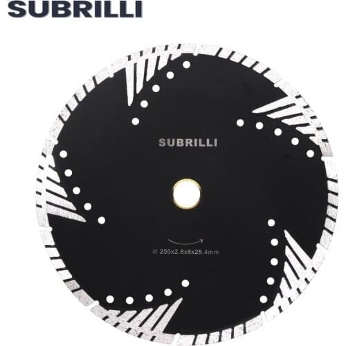 SUBRILLI 250mm Diamond Saw Blade 10" Hot Press Cutting Disc Concrete Granite Marble Circle Blade Dry Wet Use For Cutting Machine
