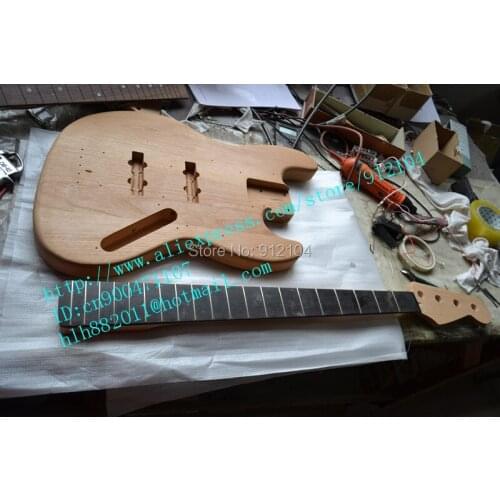 Free shipping new unfinished electric bass guitar with mahogany body not painted+foam box customized kinds of the guitar F-1939