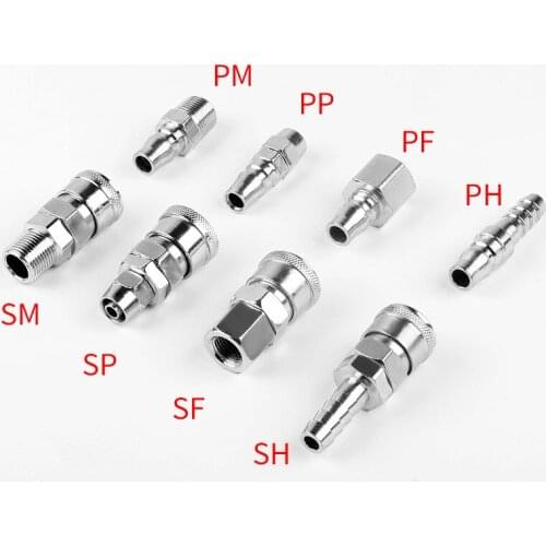 SP10 PP10 Air Hose Pneumatic Fitting Quick Coupler Connector Fit for Tube Outer Air Compressor Pump