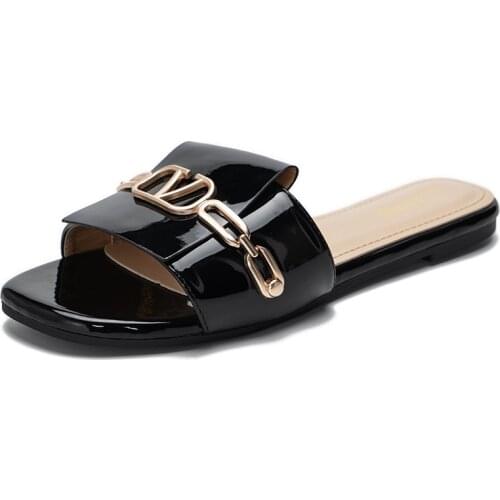 DDYZHY Hot sale ladies slippers foreign trade one word buckle ladies slippers flat bottom female sandals wholesale 37-42