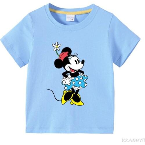 Disney Mickey Kids Summer O-Neck Cotton T Shirt Children Baby Short Sleeve T-shirt Tees Tops Clothes Various Colors