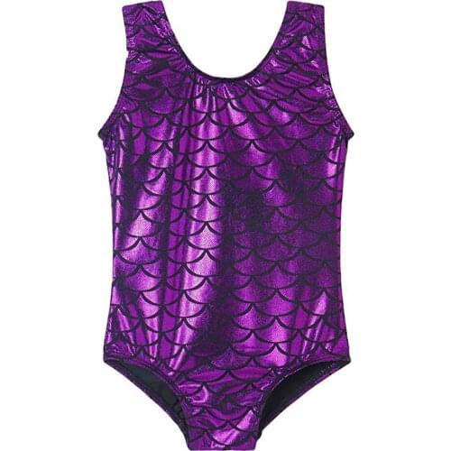 SPEERISE Girls Fish Scale Ballet Dance Leotards Children Lycra Spandex Boys Dance wear Shiny Metallic Gymnastics Suits for Kids