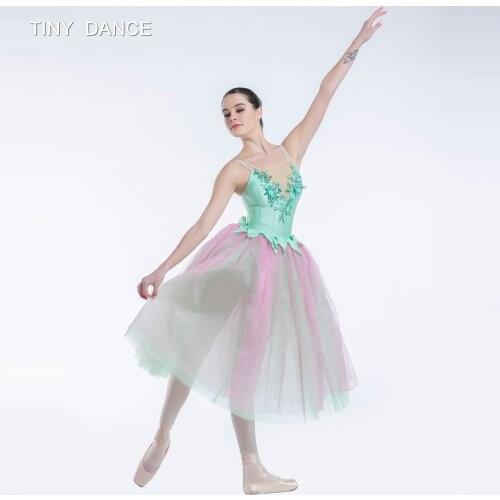 Green/Pink Long Ballet Tutu Ballerina Dress Romantic Tutus for Adult Girls Stage Performance Costumes 11 Sizes Available 19215