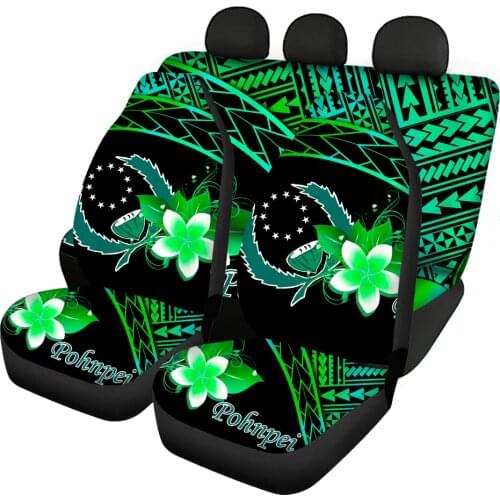 HUGSIDEA Pohnpei Polynesian Green Plumeria Design Car Seat Cover Dustproof Auto Seat Protector Most Car SUV Universal Fits
