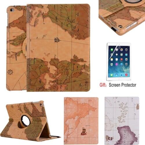 KAIBASSCE 360 Rotating World Map Smart Tablet Case For iPad Pro Air 10.5 2017 2019 iPad Pro 11 2018 2020 Cover Coque Capa Funda