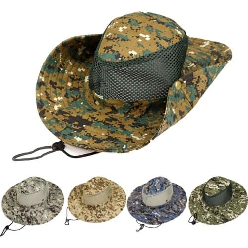 NEW Outdoor Breathable Mesh Camouflage Bucket Hat Sun Protection Fishing Hiking Cap