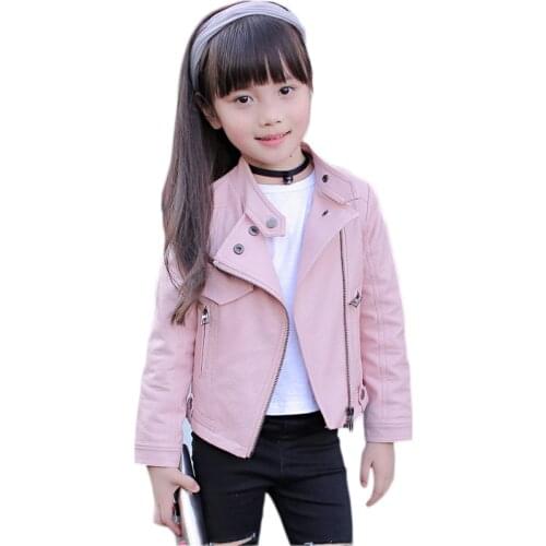 Cool Girls Jackets Classic PU Autumn Outerwear Leather Zipper Fashion Boys Coat Teenager Costume Birthday Present Kids Clothes