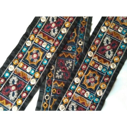 Miao cross stitch mirror embroidery fabric lace trim 9cm dress collar ribbon tape webbing ethnic tribal nepal indian boho gypsy