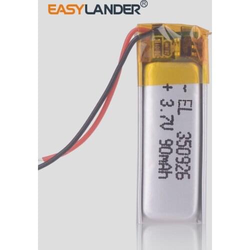 Size 350926 3.7v 90mAh li-ion Lipo cells Lithium Li-Po Polymer Rechargeable Battery For MP3 MP4 GPS Bluetooth earphone speaker