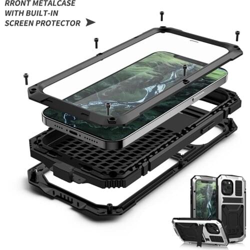 Full Protect For iPhone 12 Pro Max Case Metal For iPhone 12 11 Pro XR X XS Max Case Shockproof Cover Phone Cases Funda Holder