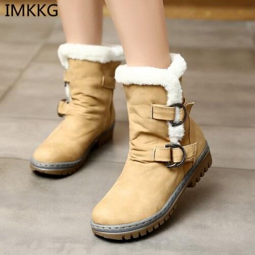 Plus Size 34-43 Fashion Winter Boots Women Snow Boots Winter Shoes Warm Fur Boot Mid-Calf Spring Autumn Womens Shoes V326