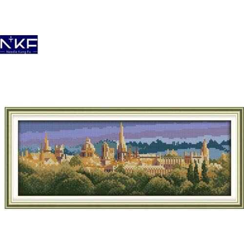 NKF Oxford Counted Cross Stitch Pattern Painting DIY Needlework Embroidery Scenery Cross Stitch Kits for Home Decor
