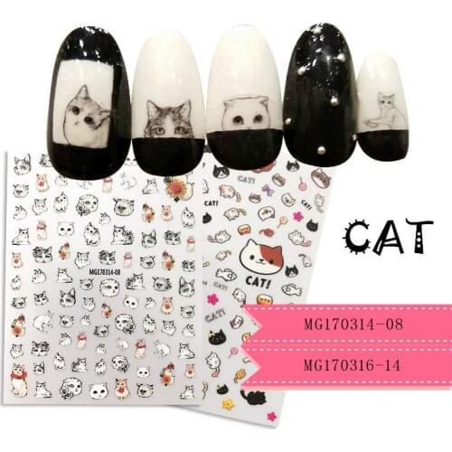 Newest Super cute CAT 3d nail art sticker nail decal stamping export japan designs rhinestones decorations