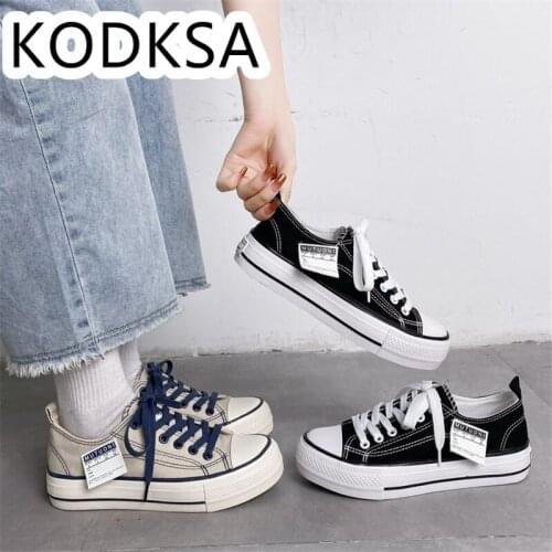 2021 New Thick Soled Black Canvas Shoes For Women Spring And Autumn New Korean Students Versatile Casual Small White Shoes For W