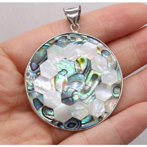 Natural Shell Pendants Round shape Mother of Pearl Abalone Shell Exquisite charms For jewelry making DIY Necklace accessories