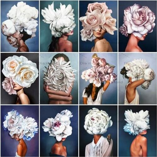 Full Drill Flower Girl Diamond Painting Cross Stitch Diamond Embroidery Portrait Mosaic Rhinestones Handicraft Home Decor