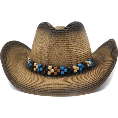 Sun hat for women summer hats new western cowboy spray paint stylish summer straw beach sunscreen hat HZ34