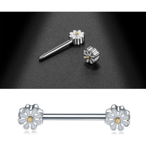 1PC 14G Steel Punk Daisy Nipple Barbell Helix Piercing Sexy Nipple Bar Rings Industrial Barbell Ear Piercings Women Gift Jewelry