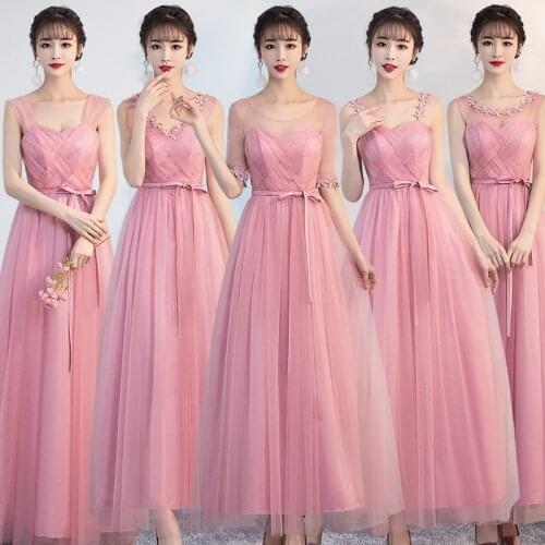 Sweet Pale Mauve Elegant Long Junior Plus Size Pink Bridesmaid Wedding Guest Women Wedding Party Dress 98