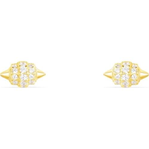 SOELLE 925 Sterling Silver Gold Color Cubic Zircon pinecone Ear Stud Egypt Fine Design Women CZ cone Earrings Brand Jewelry