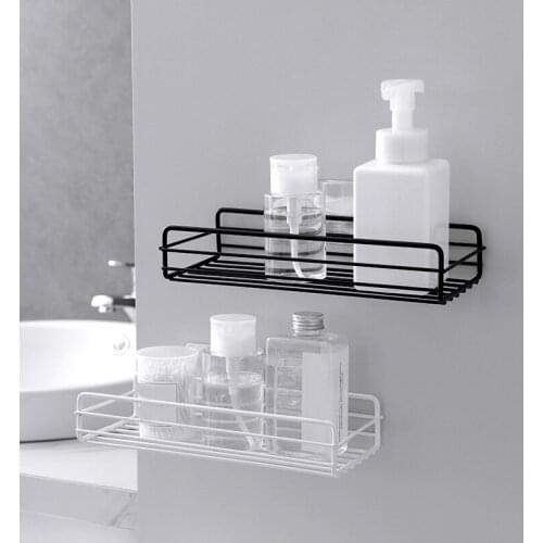 Storage Rack Wall Mounted Shelf for Bathroom Free Punching Wrought Iron Multifunctional Kitchen Toilet Vanity Shower Organizer