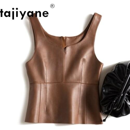 Tank Women Top Real Sheepskin Sleeveless Jackets for Womens Genuine Leather Vest Woman Clothing Chaleco Mujer TN2860