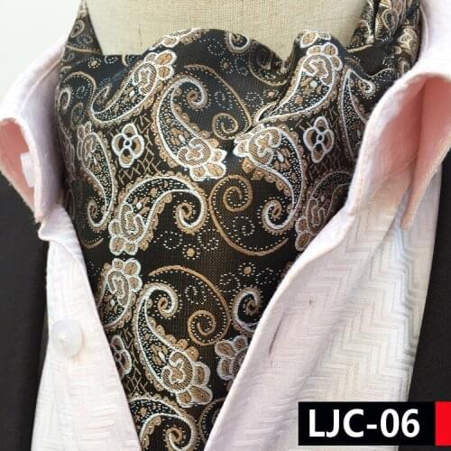 Top Vintage Design Ties Luxury Fancy Golden Floral Ascot Classic British Style Jacquard Woven Ascots for Men