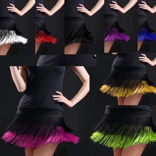 Adult Lady Dance Dance Skirt Womens Double Tassel Skirt Latin Dance Fringe Skirt Contains dress