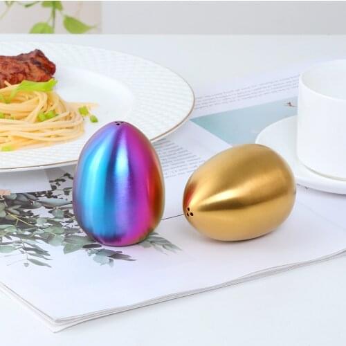 1PC Stainless Steel 3 Holes Food Egg Shaped Salt Pepper Shakers Condiment Storage Bottles Egg Sauce Bottle Kitchen Spice Tools