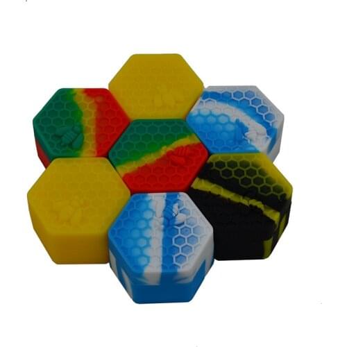 10pcs 26ml Bho butane Silicone wax container Hexagon Non stick Dabber butane slick oil Seal Lid Storage weed Dab wax jar