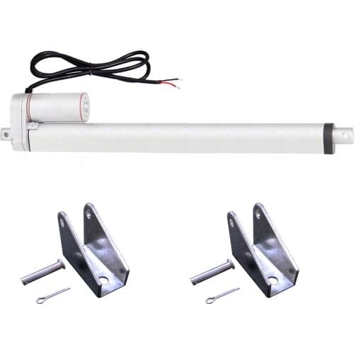 DC 12V 450mm 18" Inch Stroke Heavy Duty 14mm/s Speed Linear Actuator &Mounting Brackets for Electric Medical Industrial Auto Use