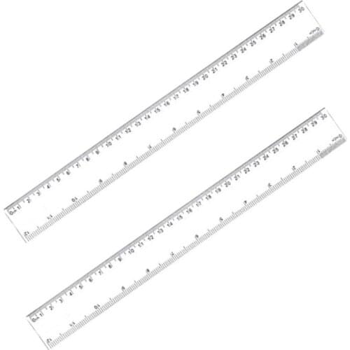2 Pack 12 Inches Clear Plastic Ruler Straight Ruler Plastic Measuring Tool for Student School Office