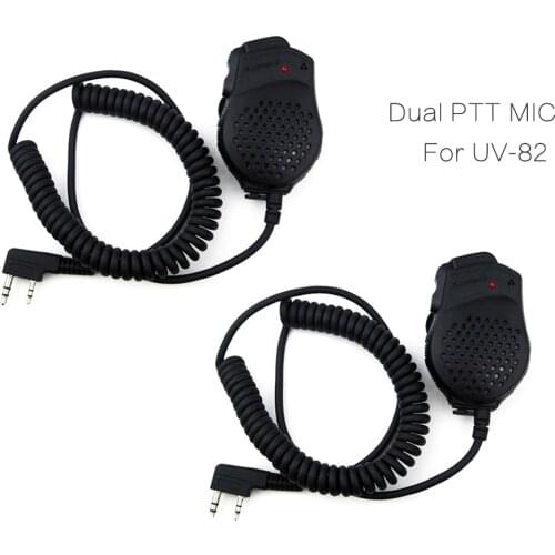 2PCS Dual PTT Earpiece MIC Speaker UV-82 UV-8 UV82L UV-89 UV-82 Plus UV-82TP GT-5TP UV-82HP UV-82HX Microphone for Baofeng UV 82