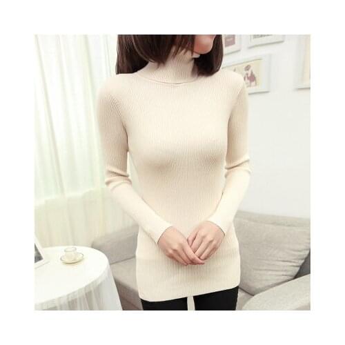 2019 womens slim medium-long turtleneck sweater thickening sweater knitting sweater pattern thickening