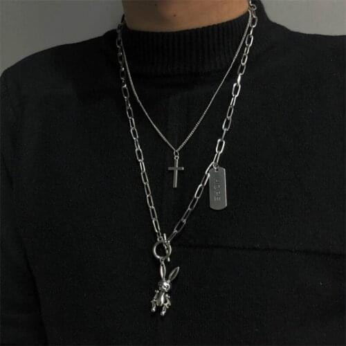 2020 Fashion Multilayer hip-hop female fashion cross necklace cute rabbit necklace pendant trend personality necklace