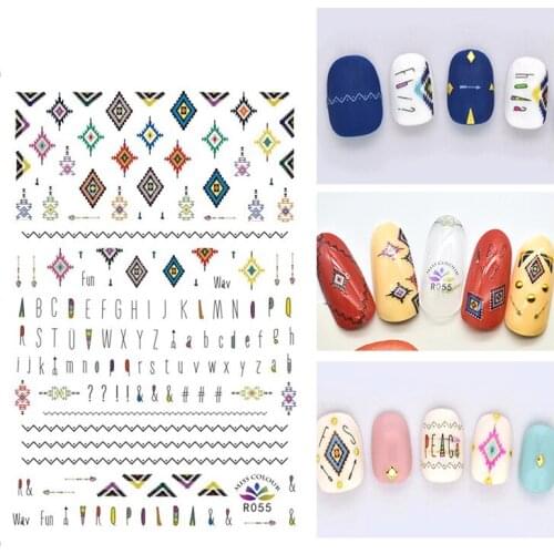 3D Nail Sticker Autumn Fashion Small Compact Adhesive Stickers Letter Geometry Line Stickers for Manicure Nail Art Decoration