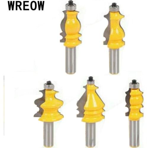 5pcs/Set 1/2'' Shank Casing Base Molding Router Bit CNC Line knife Woodworking Tenon Cutter Tool For Wood