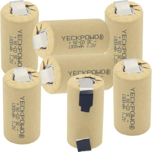 1300mah real capacity SC battery SUB C batteries rechargeable 1.2V nicd for power tools flat top akkus for soldrering