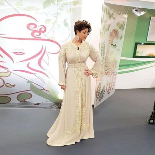White Simple Moroccan Caftan Evening Dress Formal A-Line Floor Length Dubai Muslim Special Occasion Prom Dress Plus Size